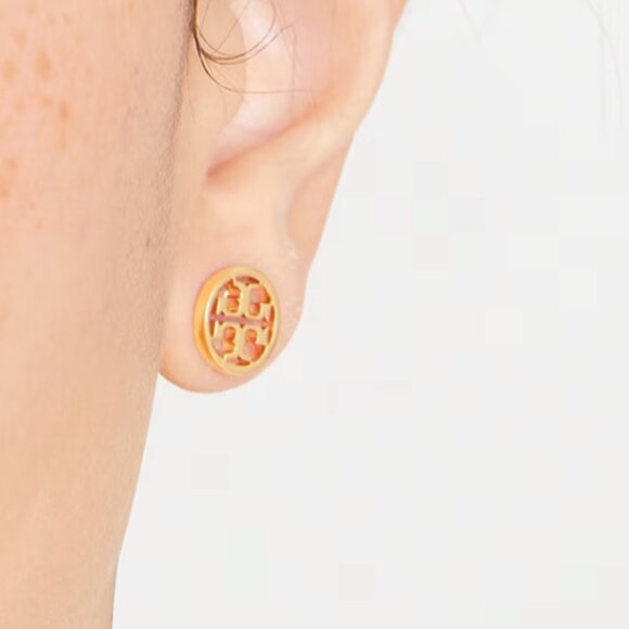 New - Tory Burch Miller Stud Earrings - Tory Gold - Picture 1 of 9
